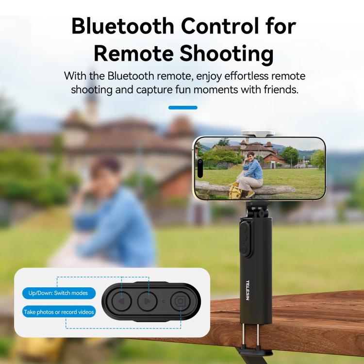 TELESIN P1-HSS-01 Clip Version 3 In 1 Cell Phone Holder Portable Desktop Fixed Bluetooth Remote Control Shooting Support Bracket - free shipping - PMc TechLife - Order now!
