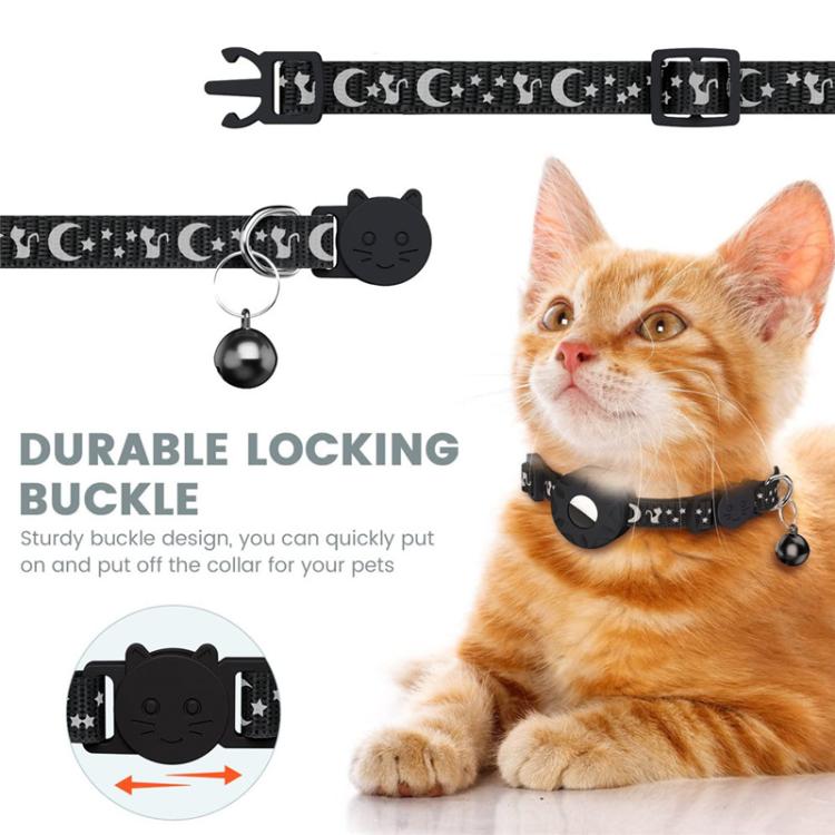 For AirTag Tracker Silicone Case Reflective Stars And Moon Cats Dogs Pet Collar With Bell(Blue) - Pet Series by PMC TechLife | Online Shopping South Africa | PMC TechLife | Buy Now Pay Later Mobicred
