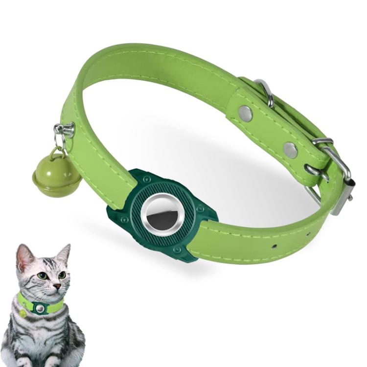For AirTag Tracker Waterproof Protection Case Pet Leather Collar Anti Lost Cat Locator Collar(Green) - Pet Series by PMc TechLife | Online Shopping South Africa | PMc TechLife | Buy Now Pay Later Mobicred