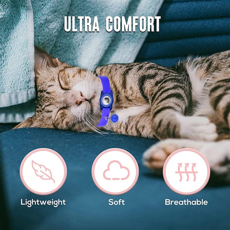 For AirTag Tracker Waterproof Protection Case Pet Leather Collar Anti Lost Cat Locator Collar(Blue) - Pet Series by PMc TechLife | Online Shopping South Africa | PMc TechLife | Buy Now Pay Later Mobicred