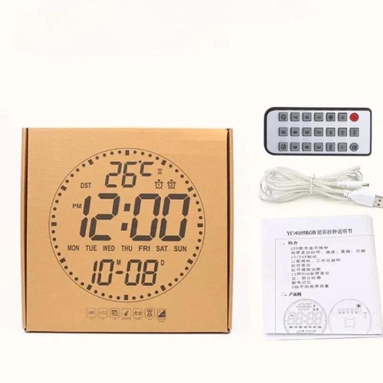 11.6-Inch RGB Wall Clock With Remote Control Multi-Functional Alarm Clock  Black+Cloth - Wall Clock by PMc TechLife | Online Shopping South Africa | PMc TechLife | Buy Now Pay Later Mobicred