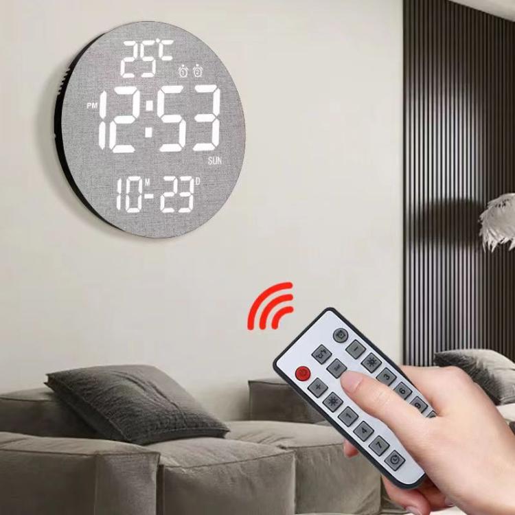 11.6-Inch White Light Wall Clock With Remote Control Multi-Functional Alarm Clock Black+Cloth - Wall Clock by PMc TechLife | Online Shopping South Africa | PMc TechLife | Buy Now Pay Later Mobicred