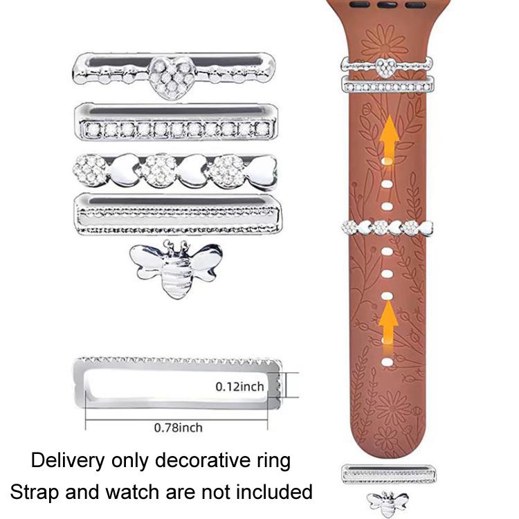 5pcs / Set 20mm Width Smart Watch Silicone Band Decorative Ring Metal Accessories, Style: Gold 1 - Watch Decorations by PMC TechLife | Online Shopping South Africa | PMC TechLife | Buy Now Pay Later Mobicred