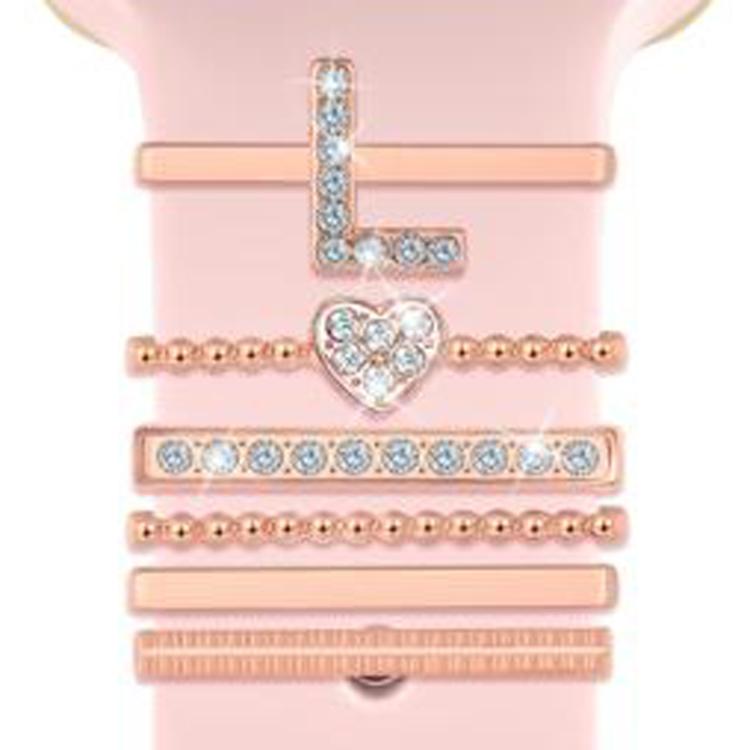 6pcs / Set Smart Watch Silicone Band Decorative Ring Metal Accessories, Size: L(Rose Gold) - Watch Decorations by PMC TechLife | Online Shopping South Africa | PMC TechLife | Buy Now Pay Later Mobicred