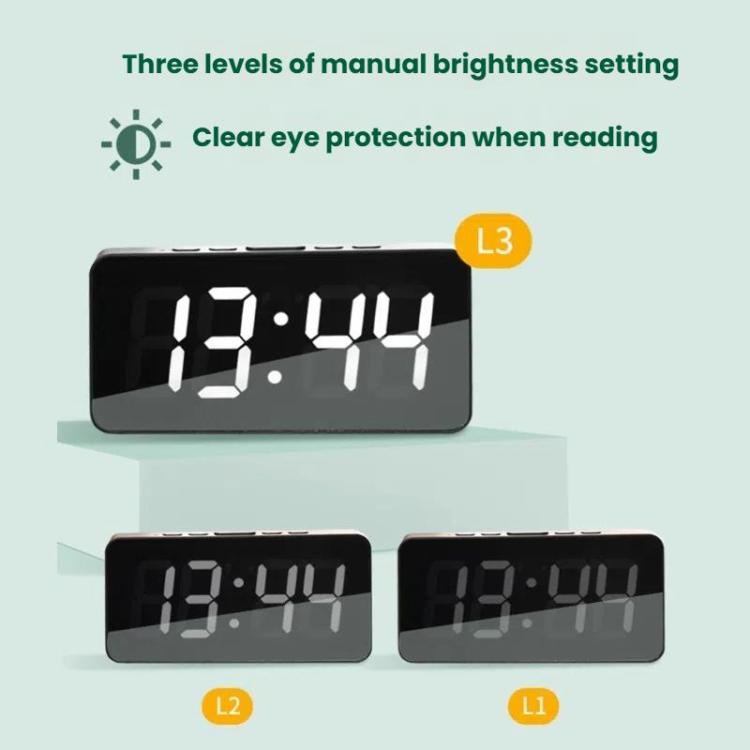 LED Mirror Digital Clock with Type-C Charging Port & 18650 Battery Compartment (Battery Not Included)(Black+White) - Alarm Clocks by PMc TechLife | Online Shopping South Africa | PMc TechLife | Buy Now Pay Later Mobicred
