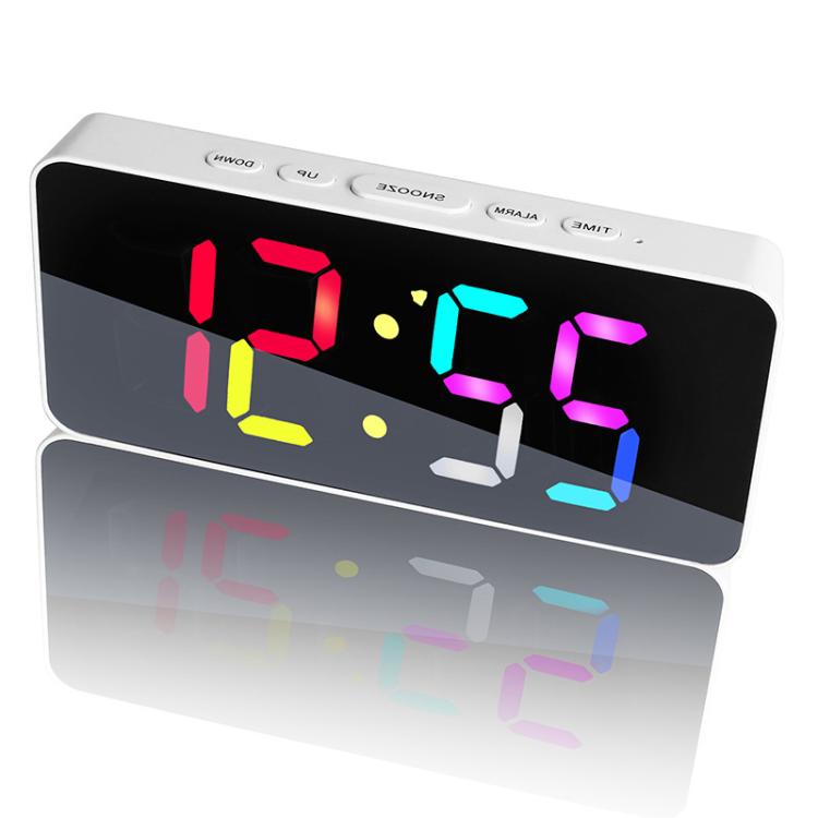 11 Colors Dynamic RGB Digital Alarm Clock 12/24H 6 Levels Brightness 2 Alarms Table Clock(White Shell) - Alarm Clocks by PMc TechLife | Online Shopping South Africa | PMc TechLife | Buy Now Pay Later Mobicred