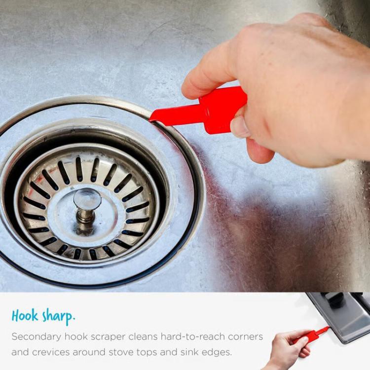 2 In 1 Cleaning Scraper Sticker Tool Household Cleaning Scrubber(Red) - free shipping - PMC TechLife - Order now!