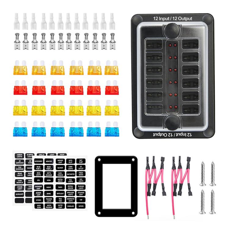 One In And One Out 12-Way Fuse Box LED Indicator With Sticker(ZH-1704B2) - Fuse by PMc TechLife | Online Shopping South Africa | PMc TechLife | Buy Now Pay Later Mobicred