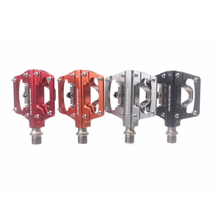 RACEWORK RK213 1pair Mountain Bike SPD + Flat Pedal Self-locking Dual-purpose Pedal(Black) - Pedals by RACEWORK | Online Shopping South Africa | PMc TechLife | Buy Now Pay Later Mobicred