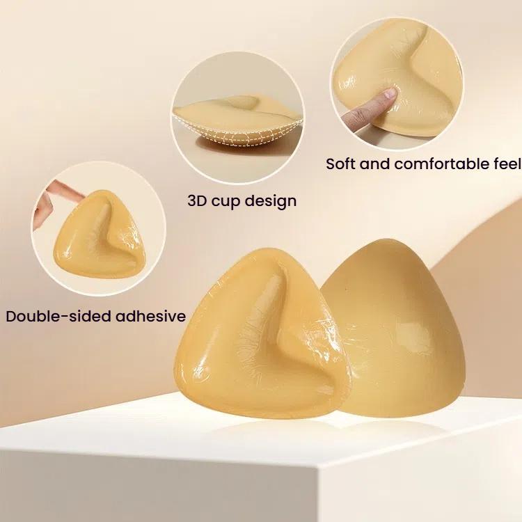 Double-Sided Silicone Thickened Inserts Gather Triangle Breast Pads, Size: M/B(Medium Skin Color With Orange Box) - free shipping - PMC TechLife - Order now!