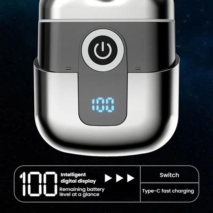 Portable Mini Dual Head Electric Shaver for Men - LCD Display, Floating Blades, Waterproof, USB-C Rechargeable(Silver) - free shipping - PMC TechLife - Order now!