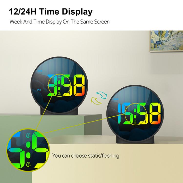EDUP EH-8816 Simple Digital Electronic Clock Night Light Battery Plug-in Dual Power Mode Alarm Clock(Black Case Colorful Letter) - free shipping - PMC TechLife - Order now!