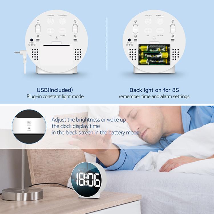 EDUP EH-8816 Simple Digital Electronic Clock Night Light Battery Plug-in Dual Power Mode Alarm Clock(Black Case Colorful Letter) - free shipping - PMC TechLife - Order now!