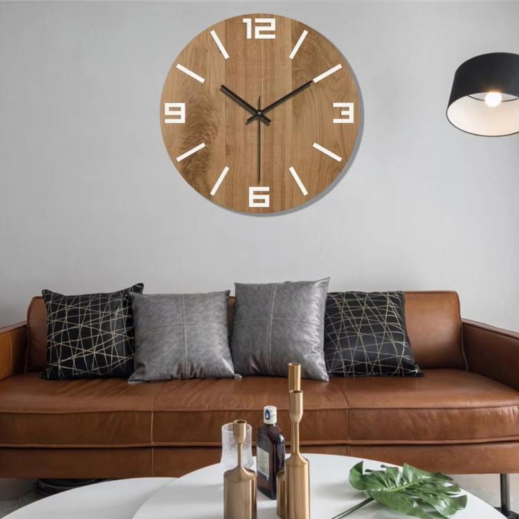 12-inch Imitation Wood Grain Texture Decorative Wall Clock Silent Quartz Clock Holiday Gift HR-CMW21 - free shipping - PMC TechLife - Order now!