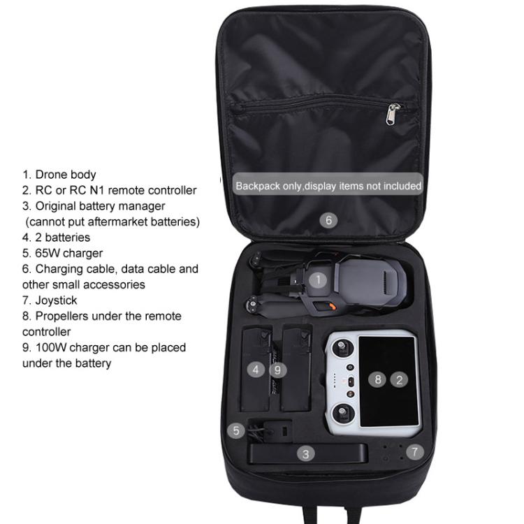For DJI Mavic 3 Classic/Mavic 3 Pro Backpack Storage Bag Compatible with RC-N1/RC Remote Controller(Black) - free shipping - PMC TechLife - Order now!