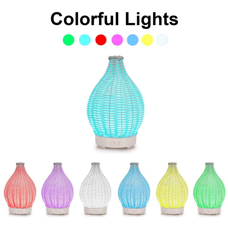 24V EU Plug 100ML Hollow Rattan Ultrasonic Humidifier & Aromatherapy Diffuser with 7-Color LED Lights(Black) - free shipping - PMC TechLife - Order now!