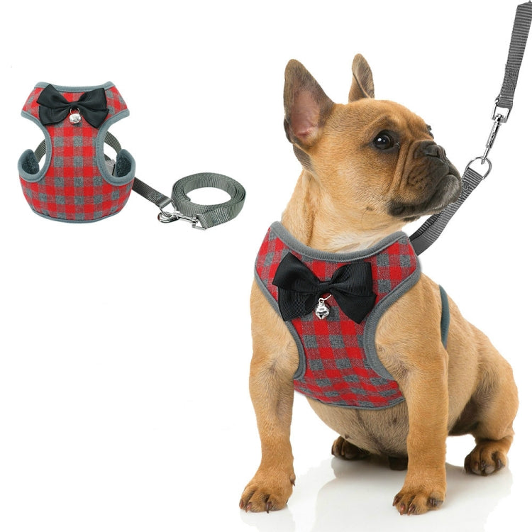 Adjustable Bow Plaid Vest Lead Pull Rope Leash for Cat Dog Pet(L) - free shipping - PMC TechLife - Order now!