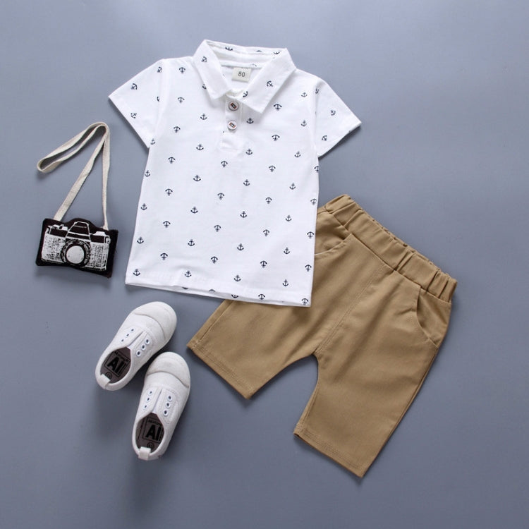 Boy Print Polo Shirt + Shorts Set, Size:100cm(White) - Boy Clothing by PMC Jewellery | Online Shopping South Africa | PMC Jewellery