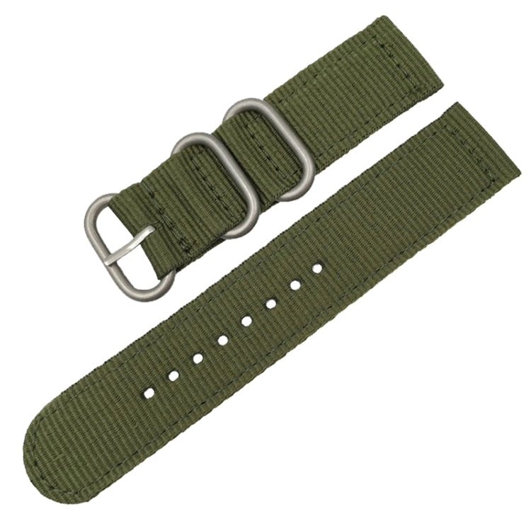 Washable Nylon Canvas Watchband, Band Width:18mm(Army Green with Silver Ring Buckle) - 18mm Bands by PMC TechLife | Online Shopping South Africa | PMC TechLife | Buy Now Pay Later Mobicred
