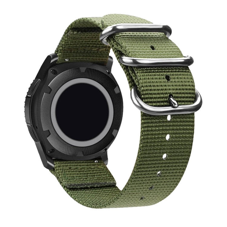 Washable Nylon Canvas Watchband, Band Width:22mm(Army Green with Silver Ring Buckle) - free shipping - PMC TechLife - Order now!