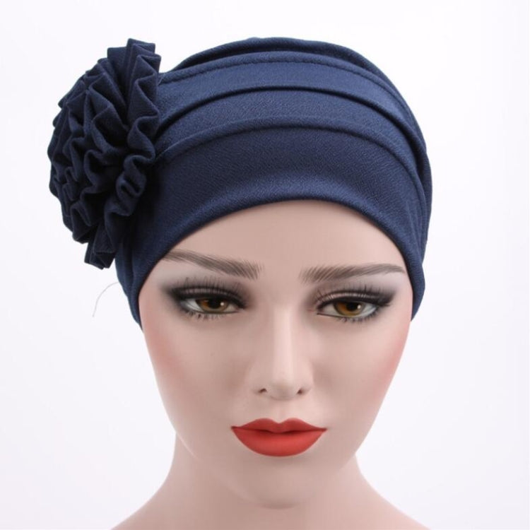 Solid Color Side Flower Turban Hat Women Confinement Hat, Size:Adjustable(Black) - Turban by PMC Jewellery | Online Shopping South Africa | PMC Jewellery