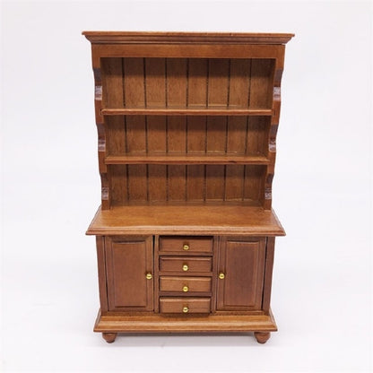 1/12 Dollhouse Miniature Furniture Multifunction Wood Cabinet Bookcase(Brown) - Pretend Play Toys by PMC Jewellery | Online Shopping South Africa | PMC Jewellery