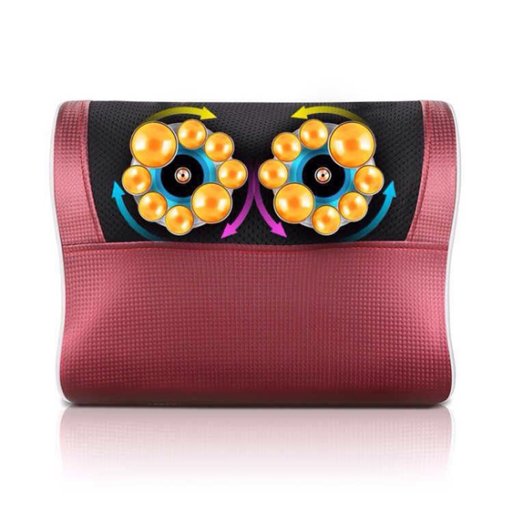 Cervical Spine Massage Pillow Neck Waist Back Multifunctional Electric Massage Cushion, Plug Type:EU Plug(Red White) - free shipping - PMC TechLife - Order now!