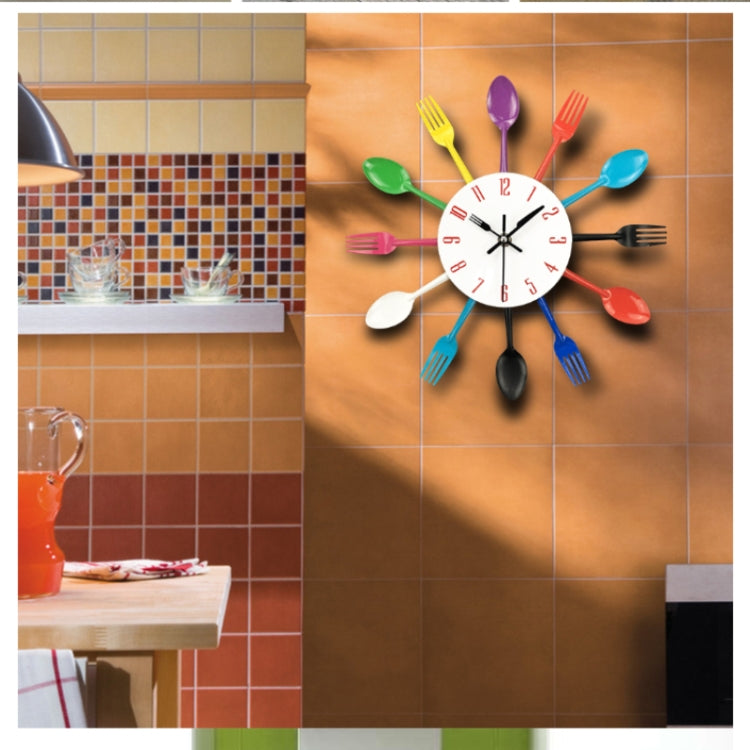 Cutlery Metal Kitchen Wall Clock Spoon Fork Creative Quartz Wall Mounted Clocks Modern Design Decorative Horloge Green - Wall Clock by PMc TechLife | Online Shopping South Africa | PMc TechLife | Buy Now Pay Later Mobicred