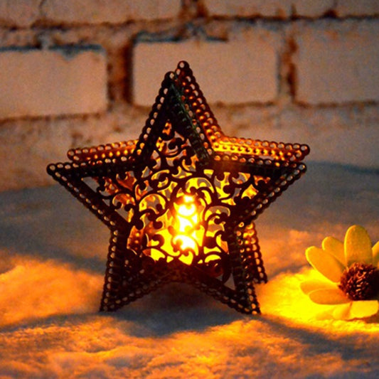 Christmas Decor Moroccan Candlestick Candles Five-pointed Star Colorful Candlestick - Candles & Candle Holders by PMC Jewellery | Online Shopping South Africa | PMC Jewellery