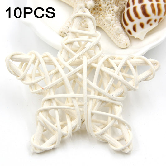 10 PCS 6cm Artificial Straw Ball DIY Decoration Rattan Stars Christmas Decor Home Ornament Supplies(White) - Ornaments by PMC Jewellery | Online Shopping South Africa | PMC Jewellery