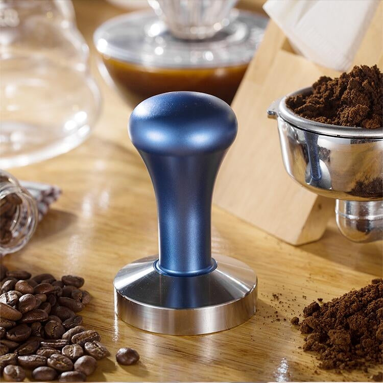 Stainless Steel Solid Wood Handle Integrated Coffee Powder, Specification:57.5mm, Color:Stainless Steel Detachable Handle - free shipping - PMC TechLife - Order now!