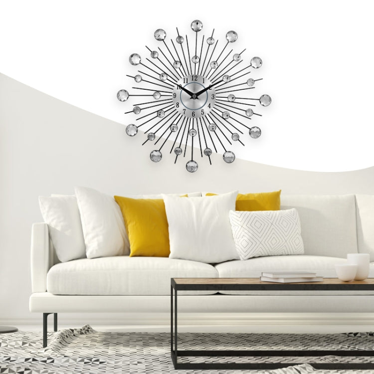 Creative Wall Clock Crystal Silver Wrought Iron Wall Clock Personality Art Decoration Living Room Bedroom Clock - Wall Clock by PMC TechLife | Online Shopping South Africa | PMC TechLife