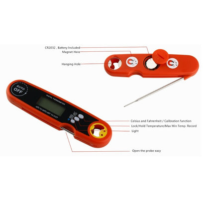 Foldable Probe Waterproof Food Thermometer Kitchen Barbecue Fast Temperature Measurement Digital Display Electronic Thermometer(Black) - Cooking Thermometers by PMC Jewellery | Online Shopping South Africa | PMC Jewellery