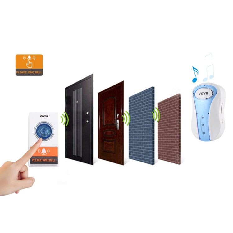 VOYE V008A Home Music Remote Control Wireless Doorbell with 38 Polyphony Sounds, US Plug(White) - Wireless Doorbell by VOYE | Online Shopping South Africa | PMc TechLife | Buy Now Pay Later Mobicred
