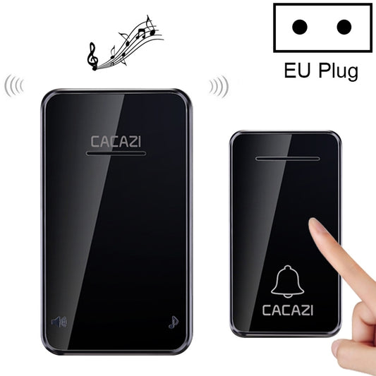 CACAZI FA8 Self-Powered Wireless Doorbell, EU Plug(Black) - Wireless Doorbell by CACAZI | Online Shopping South Africa | PMC Jewellery