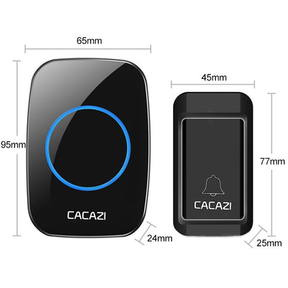 CACAZI A10G One Button Three Receivers Self-Powered Wireless Home Cordless Bell, US Plug(Black) - Wireless Doorbell by CACAZI | Online Shopping South Africa | PMC Jewellery | Buy Now Pay Later Mobicred