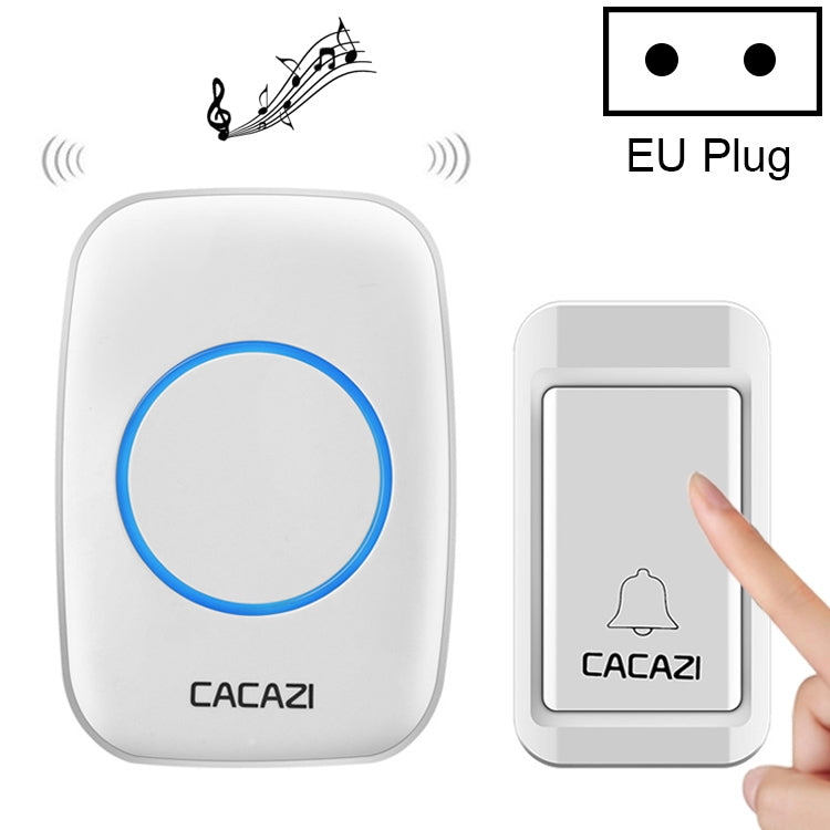 CACAZI A10G One Button One Receivers Self-Powered Wireless Home Cordless Bell, EU Plug(White) - Wireless Doorbell by CACAZI | Online Shopping South Africa | PMC Jewellery