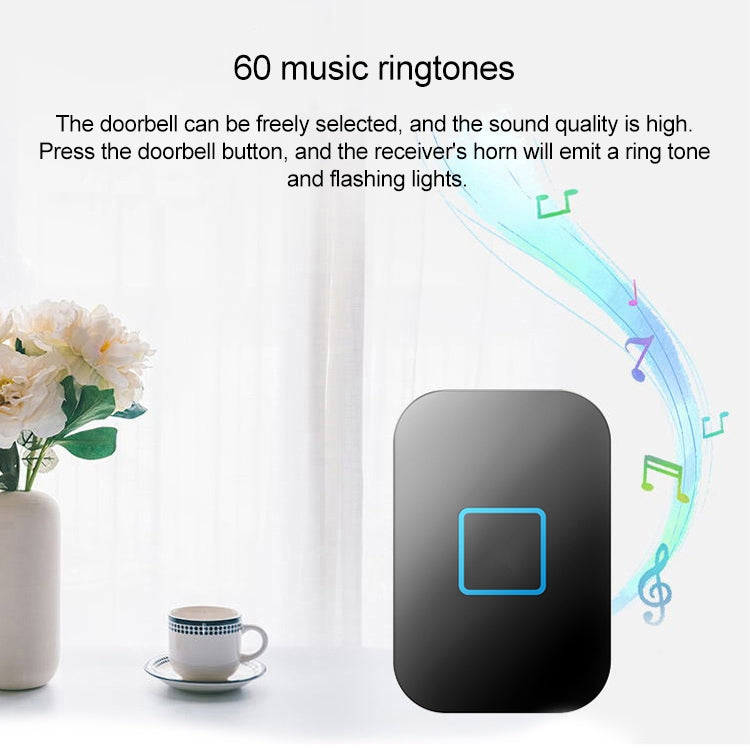 CACAZI FA88 Self-Powered Smart Home Wireless Doorbell, US Plug(Black) - Wireless Doorbell by CACAZI | Online Shopping South Africa | PMC TechLife | Buy Now Pay Later Mobicred