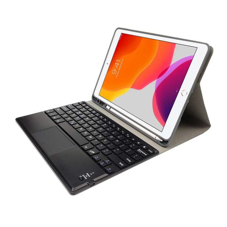 RK102C Detachable Magnetic Plastic Bluetooth Keyboard with Touchpad + Silk Pattern TPU Tablet Case for iPad 10.2, with Pen Slot & Bracket(Red) - Universal by PMC TechLife | Online Shopping South Africa | PMC TechLife