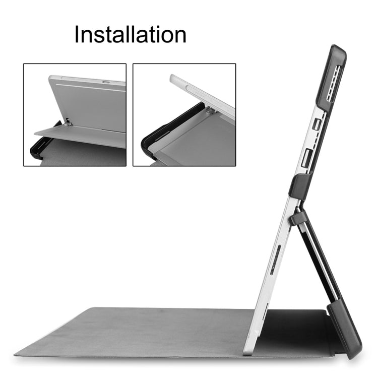 Custer Texture Horizontal Flip PU Leather Case for Microsoft Surface Pro 4 / 5 / 6 / 7 12.3 inch, with Holder & Pen Slot(Black) - Others by PMC TechLife | Online Shopping South Africa | PMC TechLife