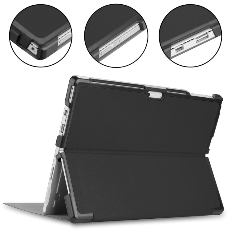 Custer Texture Horizontal Flip PU Leather Case for Microsoft Surface Pro 4 / 5 / 6 / 7 12.3 inch, with Holder & Pen Slot(Black) - Others by PMC TechLife | Online Shopping South Africa | PMC TechLife