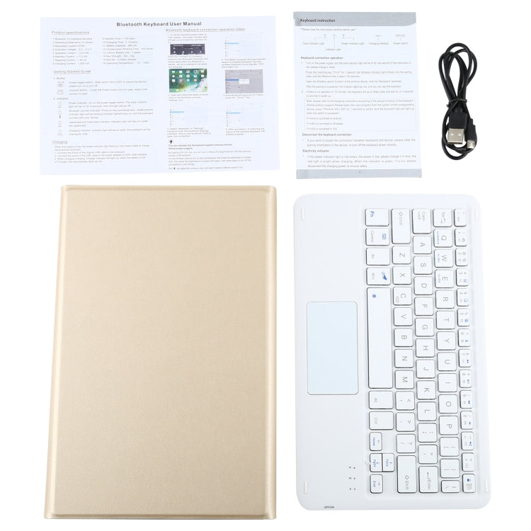 AM10-A Detachable Bluetooth Backlight Keyboard Ultrathin Horizontal Flip Leather Tablet Case with Touchpad & Holder for Lenovo M10 Plus 10.3 inch X606F(Gold) - Lenovo Keyboard by PMC TechLife | Online Shopping South Africa | PMC TechLife