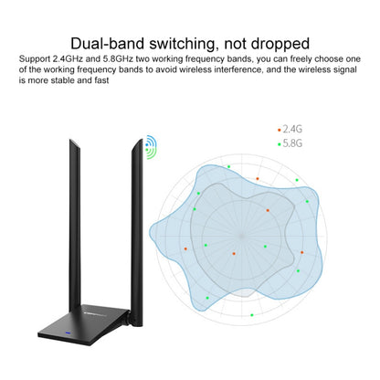 COMFAST CF-WU782ACV2 1300Mbps Dual-band Wifi USB Network Adapter with 2 Antennas - USB Network Adapter by COMFAST | Online Shopping South Africa | PMC Jewellery | Buy Now Pay Later Mobicred