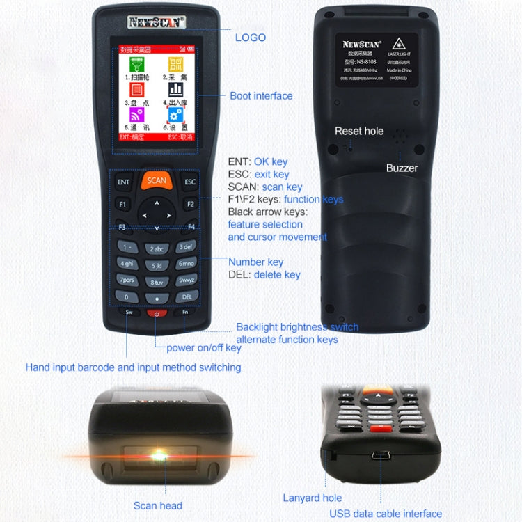 NEWSCAN NS8103T Two-dimensional Wireless Barcode Scanner Collector - Barcode Scanner by NEWSCAN | Online Shopping South Africa | PMC TechLife | Buy Now Pay Later Mobicred