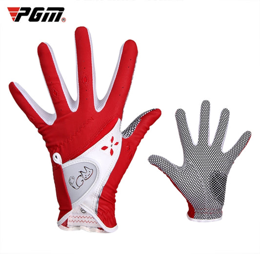 PGM One Pair Golf Non-Slip PU Leather Gloves for Women (Color:Red Size:19) - Safety Gloves by PGM | Online Shopping South Africa | PMC Jewellery | Buy Now Pay Later Mobicred