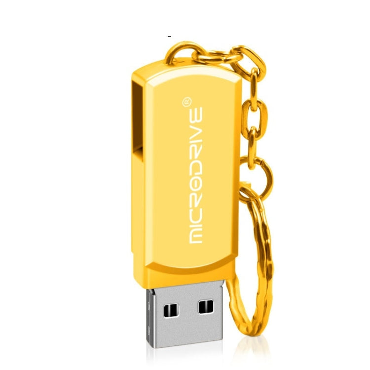 MicroDrive 128GB USB 2.0 Creative Personality Metal U Disk with Keychain (Gold) - USB Flash Drives by MicroDrive | Online Shopping South Africa | PMC Jewellery | Buy Now Pay Later Mobicred