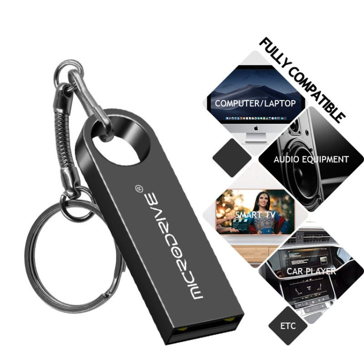 MicroDrive 128GB USB 2.0 Metal Waterproof High Speed U Disk(Grey) - USB Flash Drives by MicroDrive | Online Shopping South Africa | PMC Jewellery | Buy Now Pay Later Mobicred