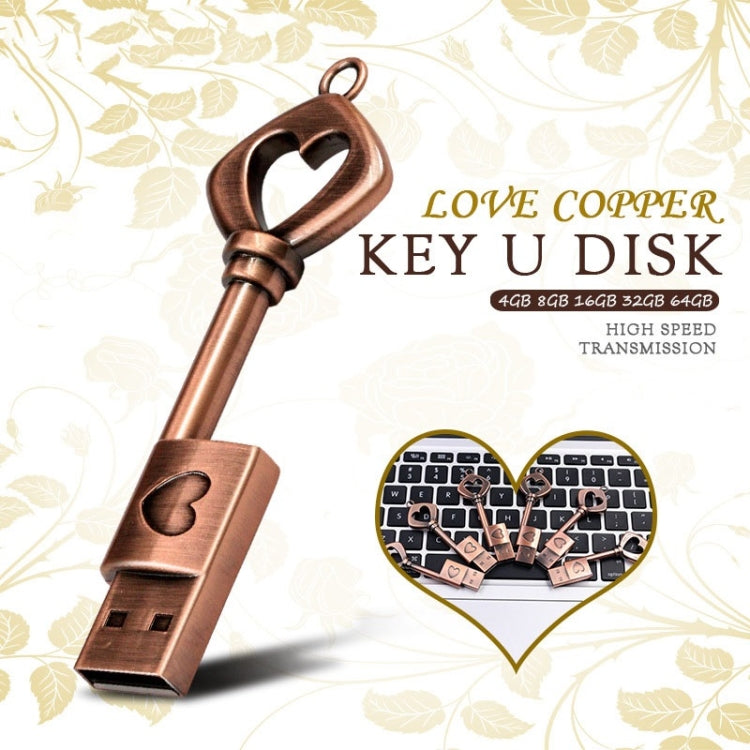 MicroDrive 4GB USB 2.0 Copper Love Key U Disk - USB Flash Drives by MicroDrive | Online Shopping South Africa | PMC Jewellery