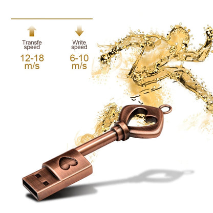 MicroDrive 4GB USB 2.0 Copper Love Key U Disk - USB Flash Drives by MicroDrive | Online Shopping South Africa | PMC Jewellery