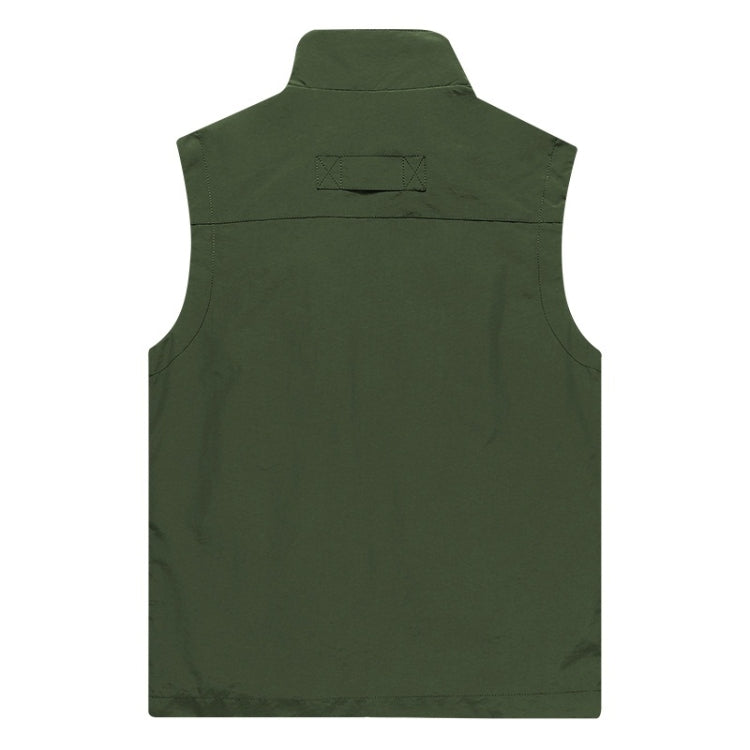 Men Sleeveless Stand Collar Loose Vest Multi-pockets Vest (Color:Army Green Size:XXXXL) - Loose Coat by PMC Jewellery | Online Shopping South Africa | PMC Jewellery